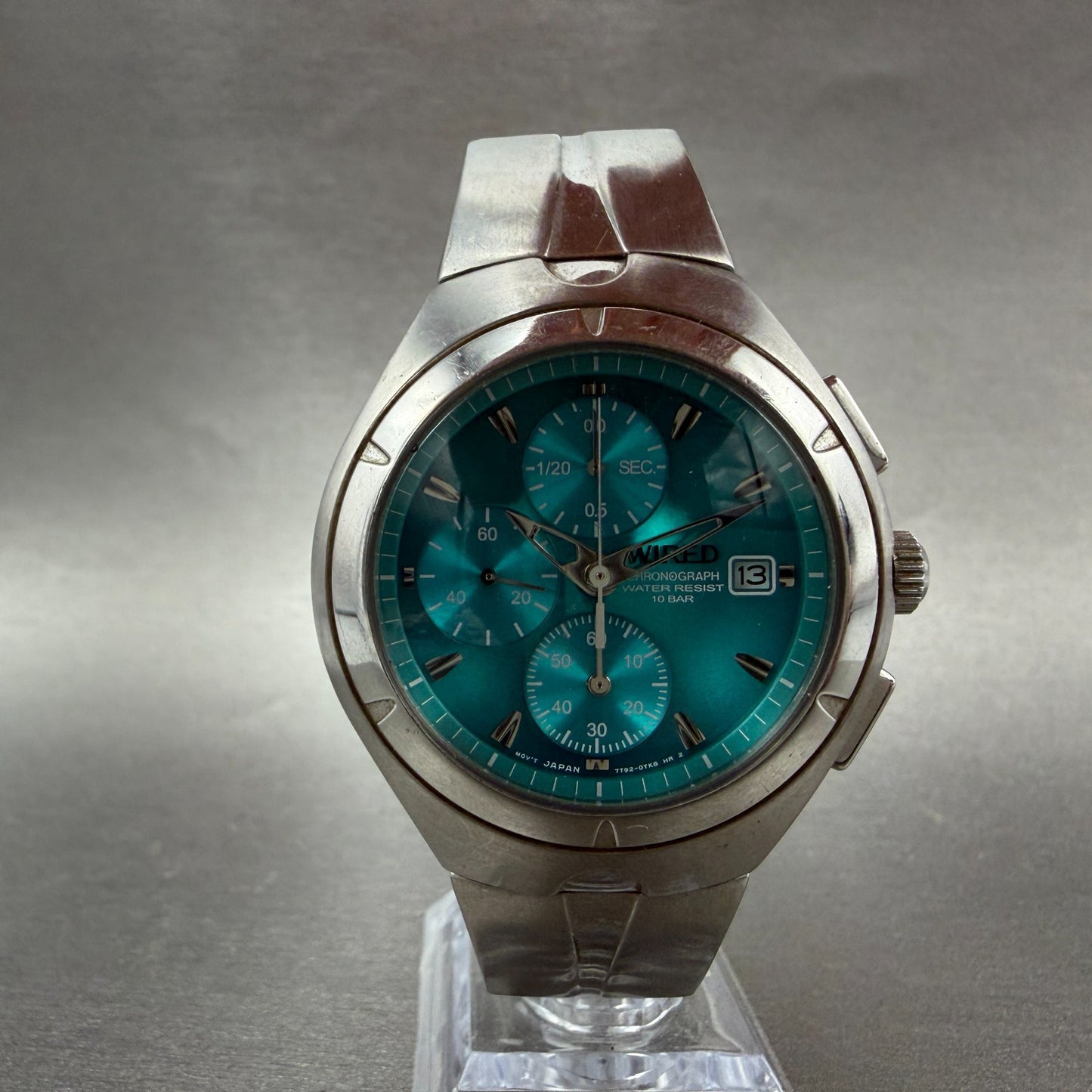 Seiko Wired Chronograph Watch Men 40mm Blue Dial Steel Date 7T92-0TB0 NewBattery5