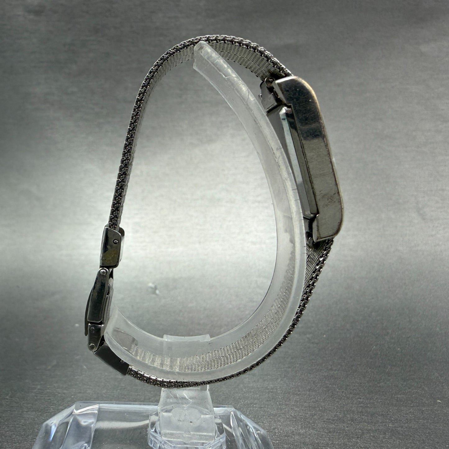 Seiko Tank Watch Women 15mm Brown Dial Silver Tone Rectangle Manual 11-4849 Runs8