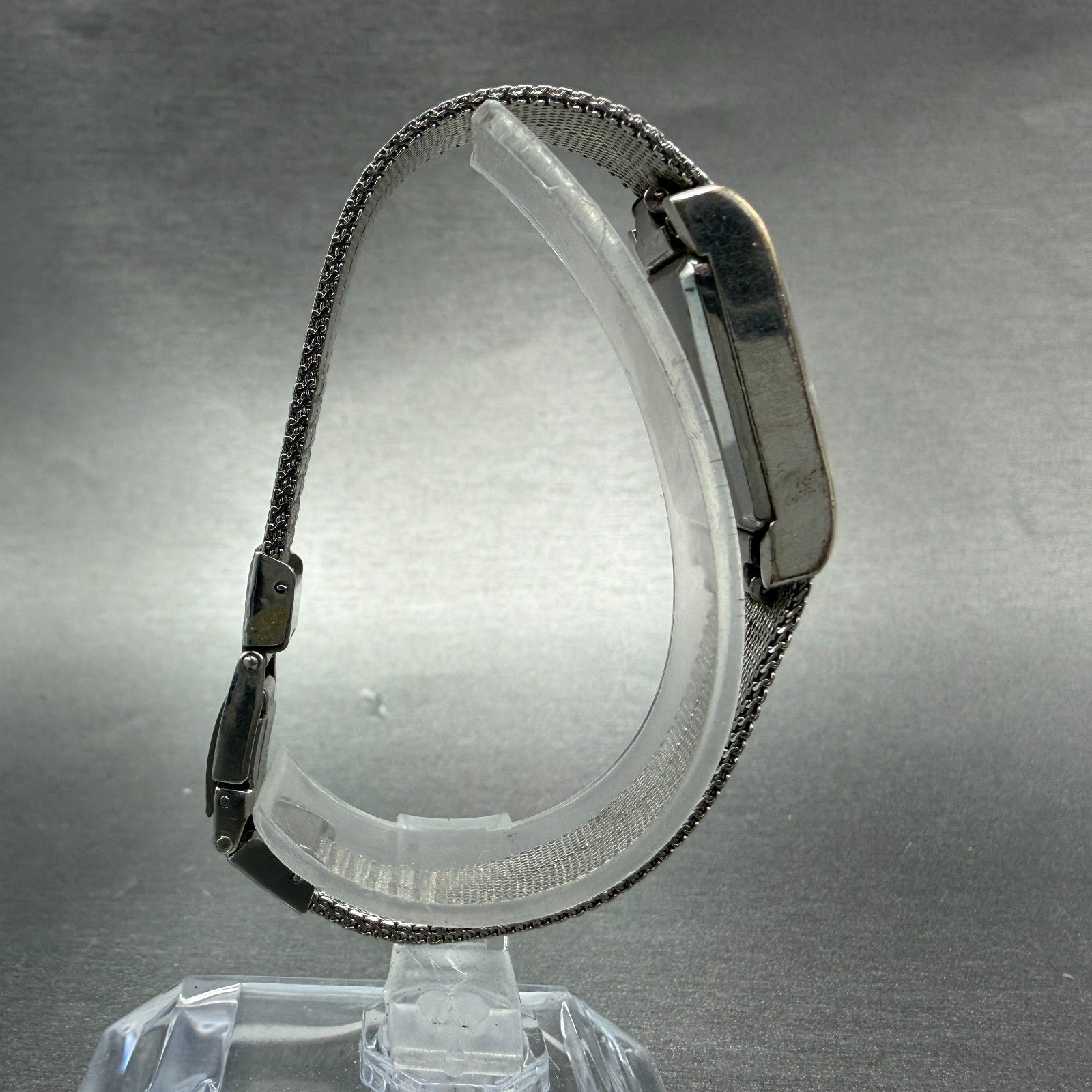 Seiko Tank Watch Women 15mm Brown Dial Silver Tone Rectangle Manual 11-4849 Runs8
