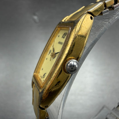 Seiko Tank Watch Women 16mm luminous Dial Gold Tone VTG 1N01-5B79 New Battery2