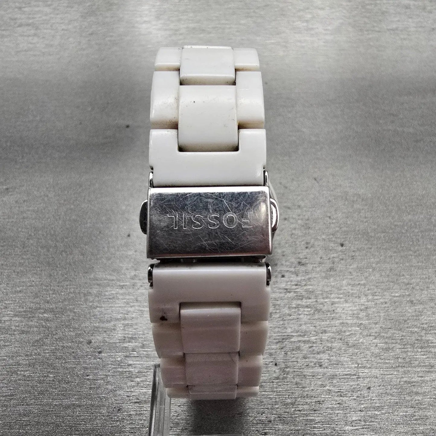 Fossil Stella Day Watch Women 38mm White Dial White Tone Daydate ES1967 New Batt7