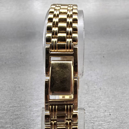 Seiko Watch Women 17mm Gold Dial Gold Tone Rectangle 1N01-5E70 New Battery VTG7