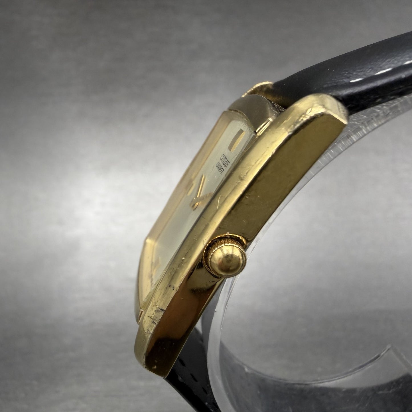 Citizen Tank Watch Men 26mm Gold Dial Gold Tone 1022-S76922 Rectangle New Batt2