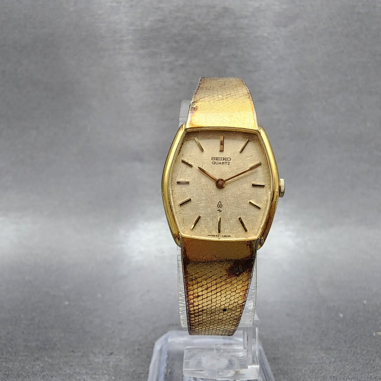 Seiko Watch Women 21mm Champagne Dial Gold Tone Rectangle 433210 New Battery5