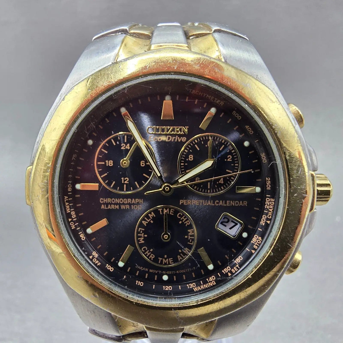 Citizen Eco-Drive Chrono Watch Men 39mm Blue Dial Two Tone E811-K001218 PARTS4