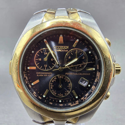 Citizen Eco-Drive Chrono Watch Men 39mm Blue Dial Two Tone E811-K001218 PARTS4