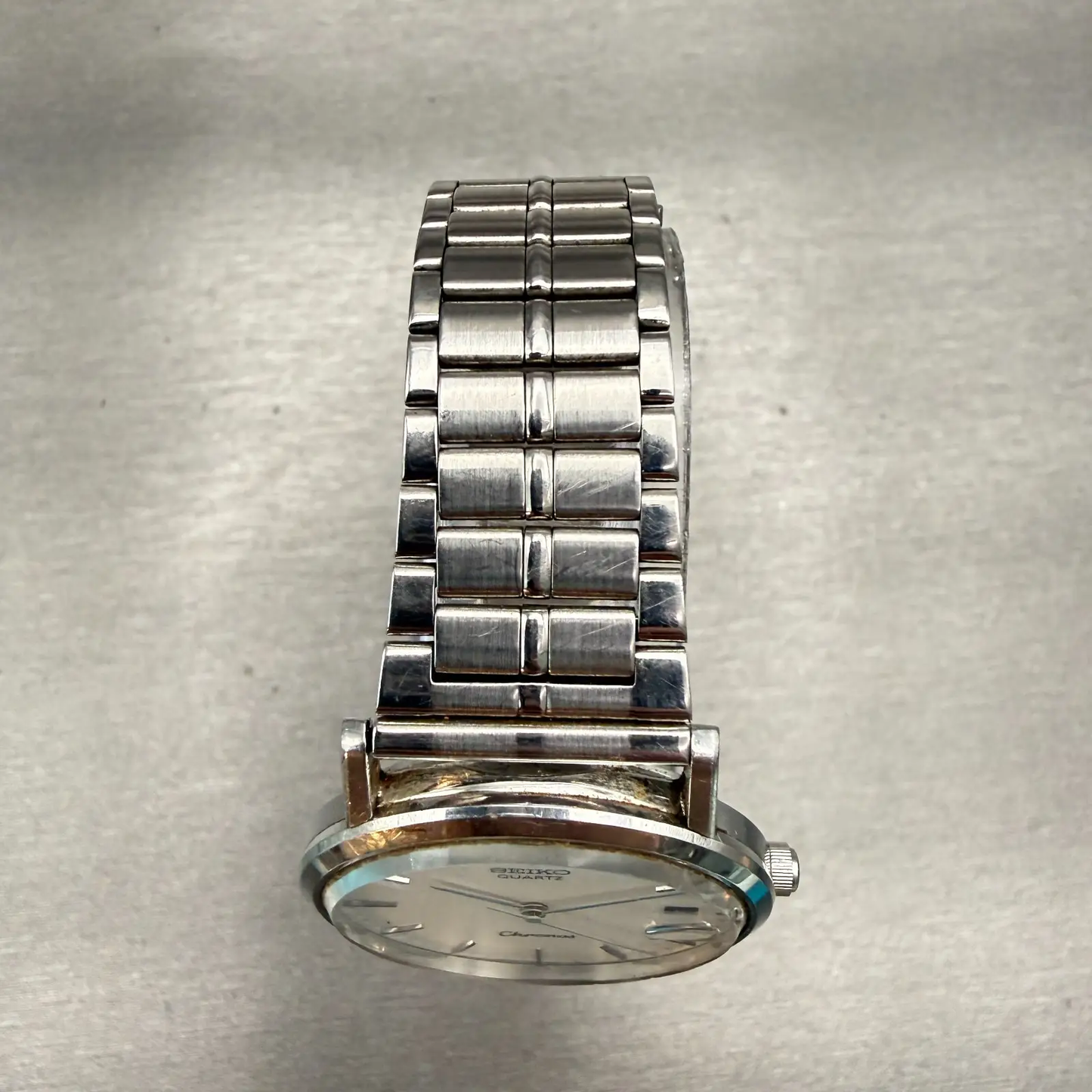 Seiko Chronos Watch Unisex 32mm Silver Dial Silver Date Round 7432-8000 New Batt4