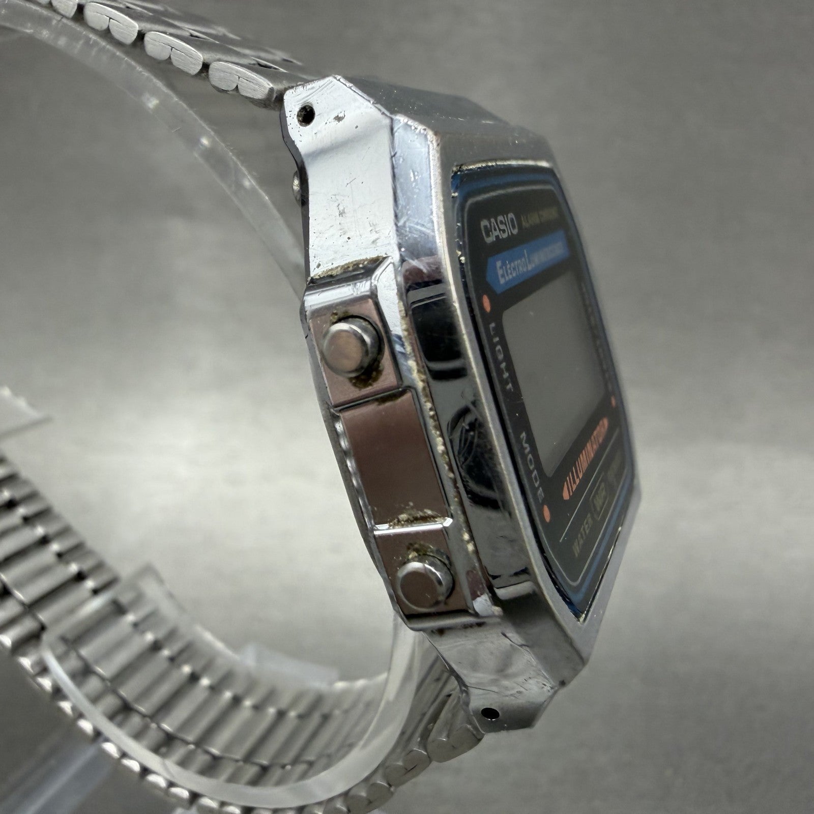 Casio A168 Illuminator Watch Men 36mm Digital Silver Tone Alarm Chrono NewBat A13