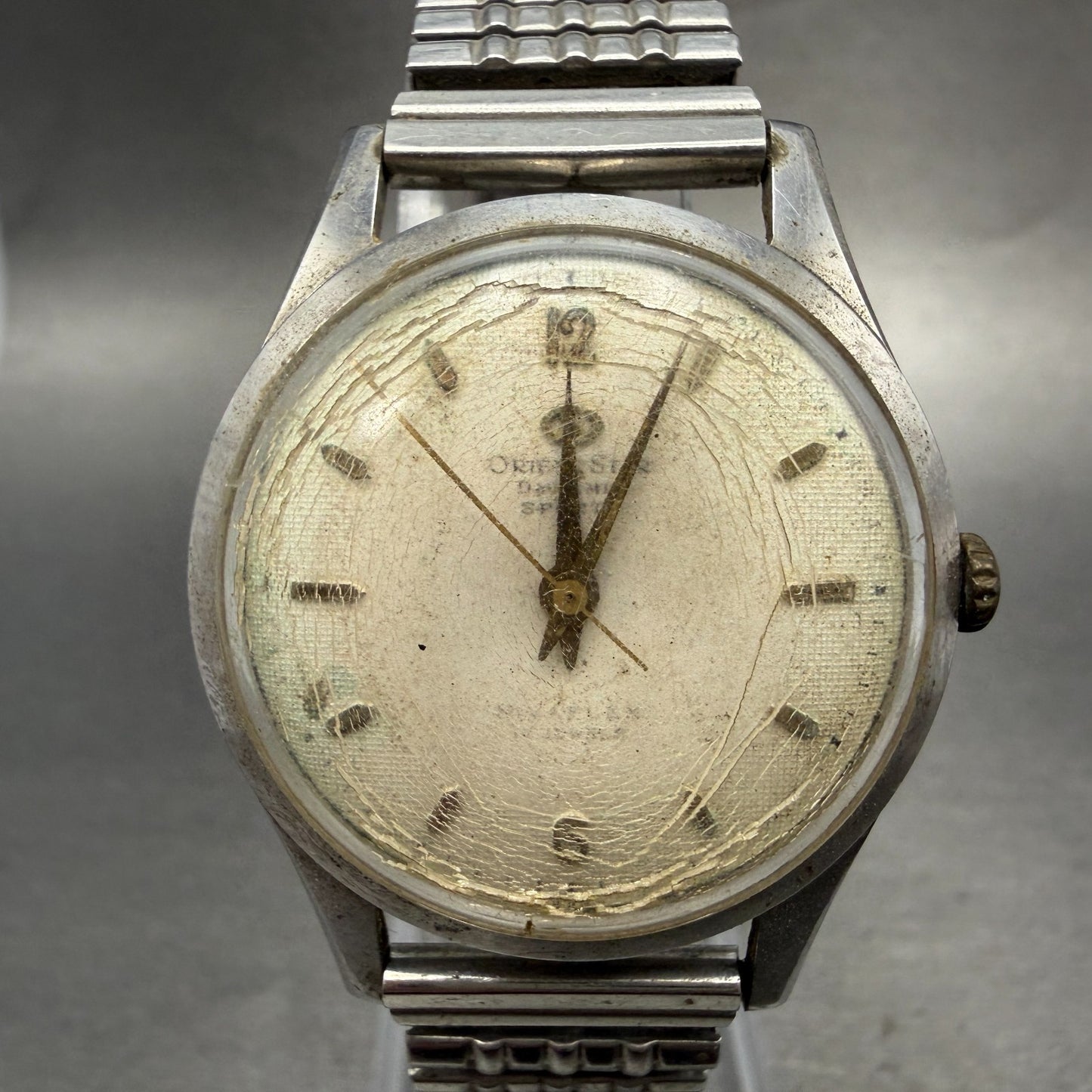 Orient Star Dynamic Watch Men 33mm White Dial Silver Tone Round VTG PARTS0