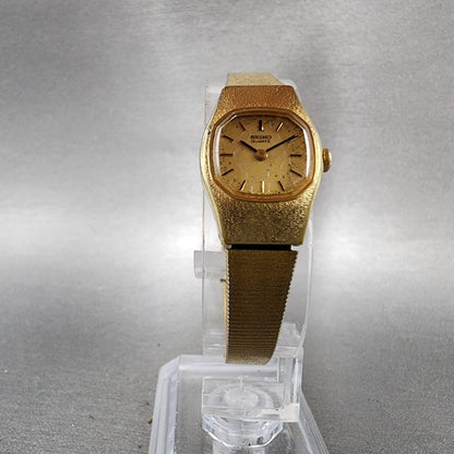 Seiko Watch Women 16mm Champagne Dial Gold Tone Round 2C205300 New Battery5