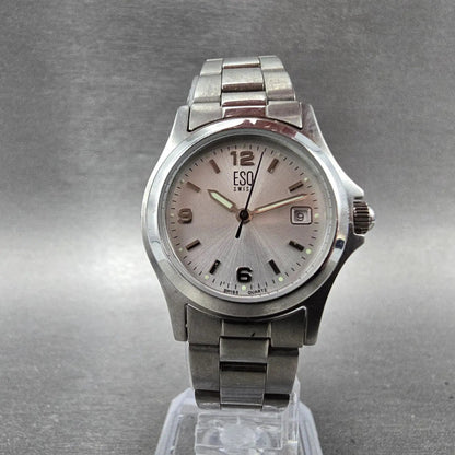 ESQ Watch Women 26mm Silver Dial Steel Date Round E5054 New Battery5