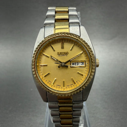 Seiko Watch Women 24mm Gold Dial Two Tone Daydate Round 7n83-0041 New Battery L60