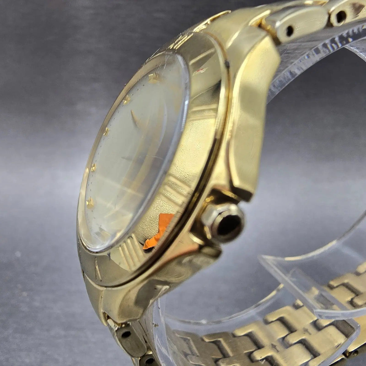 Seiko Solar Watch Women 30mm Cream Dial Gold Round V115-0BV0 Works Bracelet3