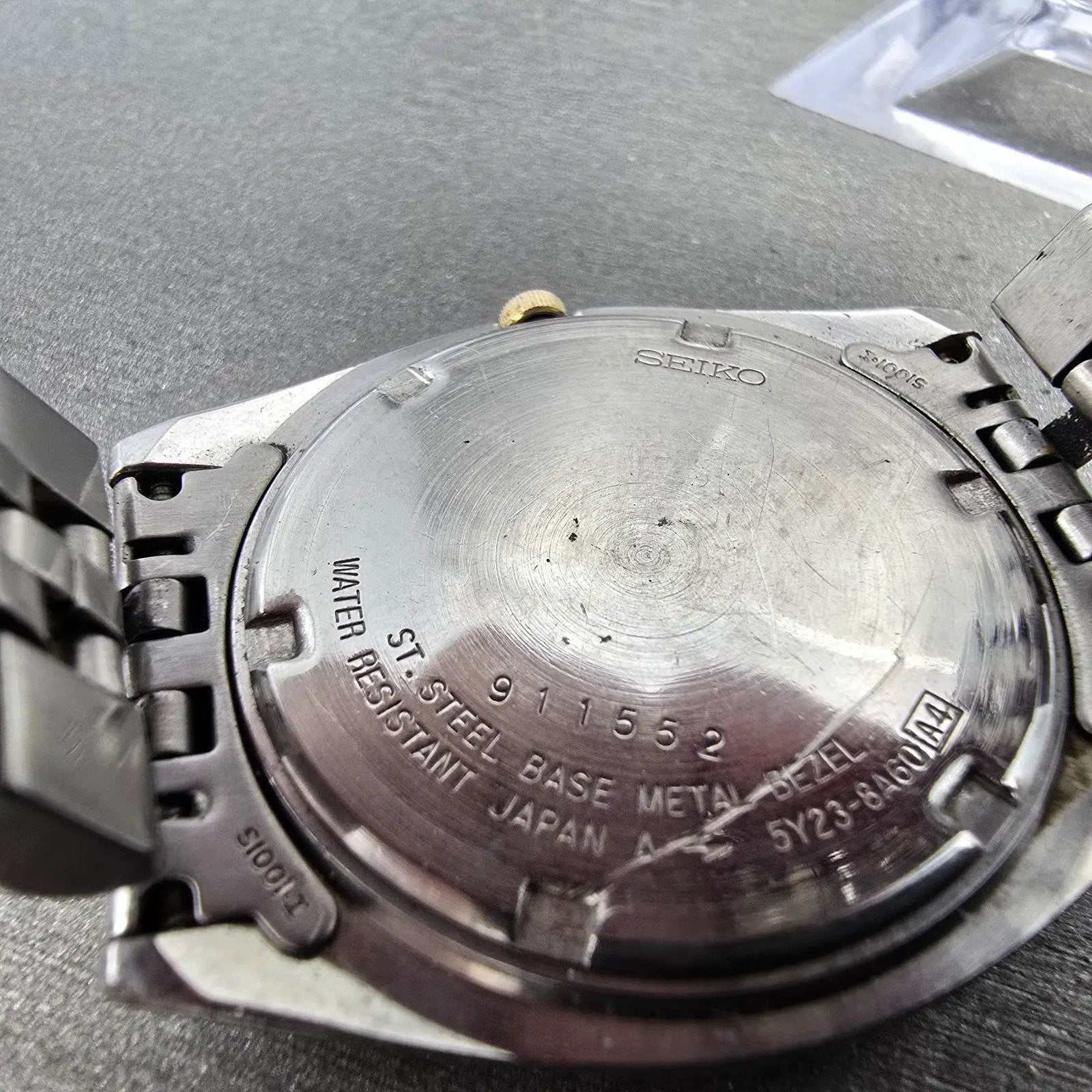 Seiko President Watch Men 35mm Gold Dial Two Tone Daydate READ! 5Y23-8A60 NewBat10