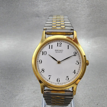 Seiko Watch Men 35mm White Dial Two Tone Round Bracelet V7008a10 PARTS0