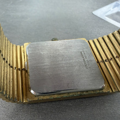 Lord Elgin Tank Watch Men 25mm Champagne Dial Gold Tone Date Rectangle New Batt9