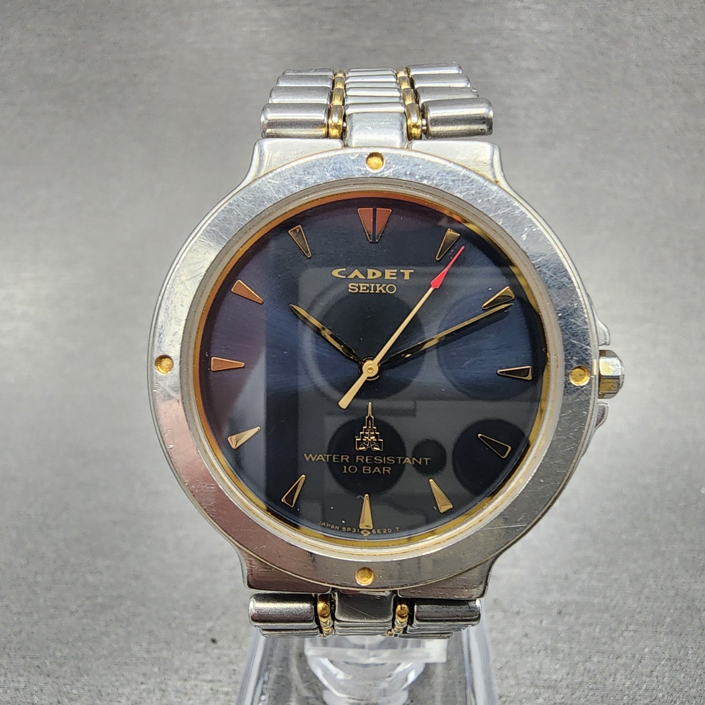 Seiko Cadet Watch Men 34mm Black Dial Two Tone 5p31-6c60 New Battery