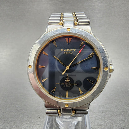Seiko Cadet Watch Men 34mm Black Dial Two Tone 5p31-6c60 New Battery