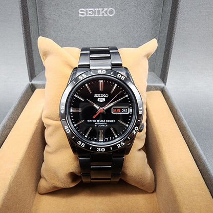 Seiko 5 Automatic 36mm Watch Men Black Dial Black Tone Daydate 7s2602t0 Runs0
