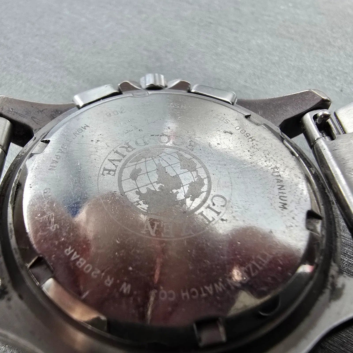 Citizen Eco-Drive Dive Watch Men 41mm Chronograph Silver Dial Titanium Runs JP9