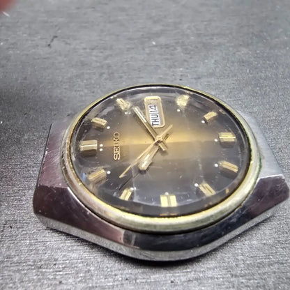 Seiko Automatic Watch Men 37mm Brown Dial Two Tone Daydate 6309-8099 PARTS VTG6
