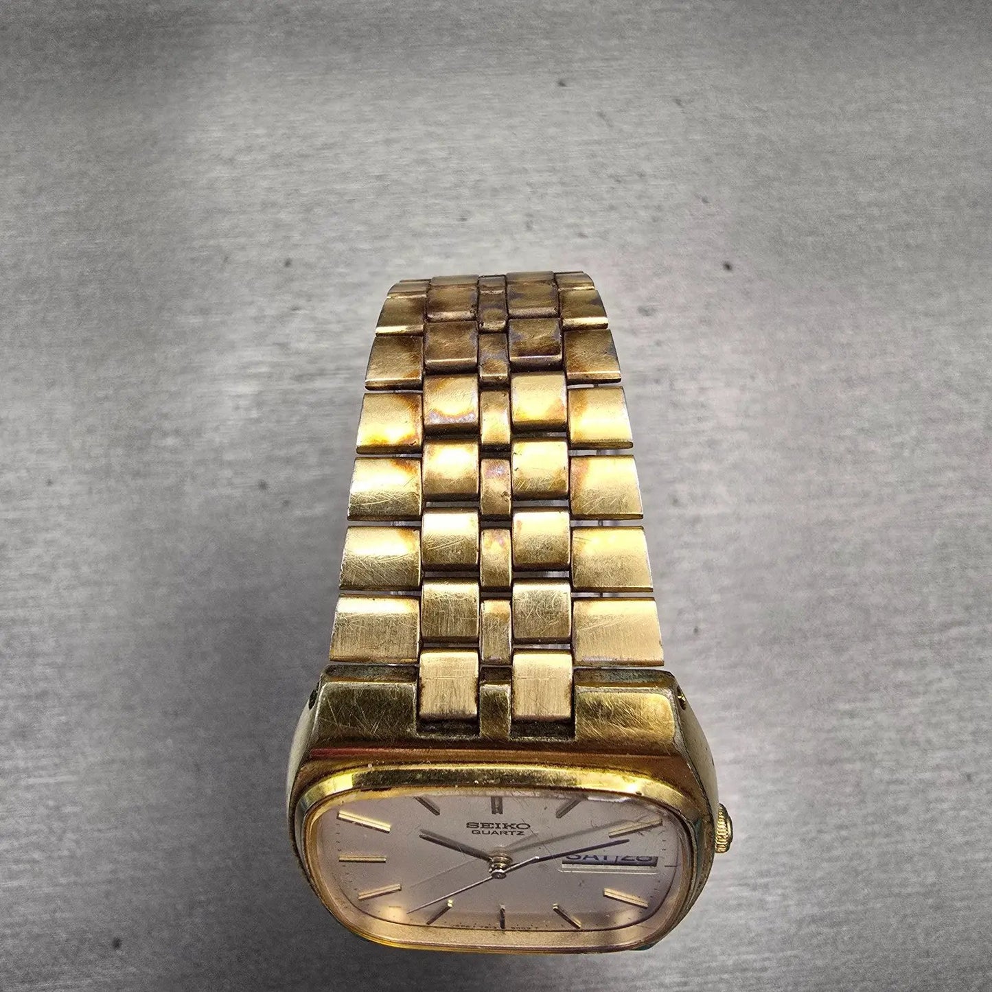 Seiko Watch Men 32mm Silver Dial Gold Tone Daydate 7813-5009 New Battery Vintage4