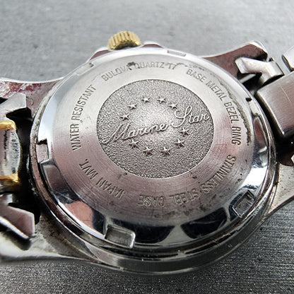 Bulova Marine Star Watch Women 27mm Black Dial Two Tone Date Round New Battery9