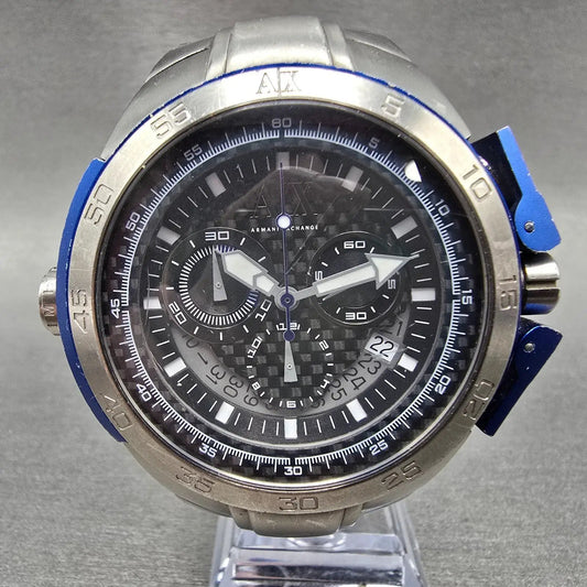 Armani Exchange Chronograph Watch Men 47mm Black Dial Titanium Date New Battery0