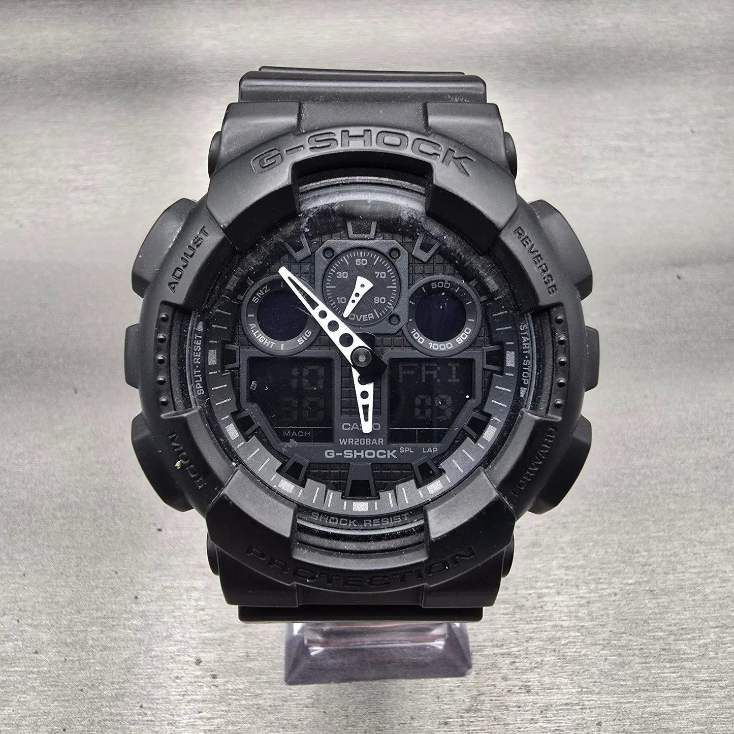 Casio G-Shock GA-100 Watch Men 50mm Black Dial Black Chrono Alarm New Battery KL0