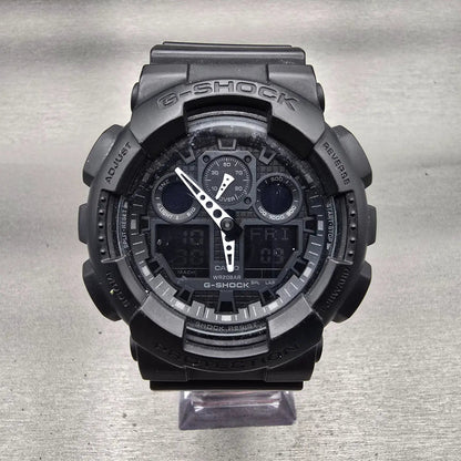Casio G-Shock GA-100 Watch Men 50mm Black Dial Black Chrono Alarm New Battery KL0