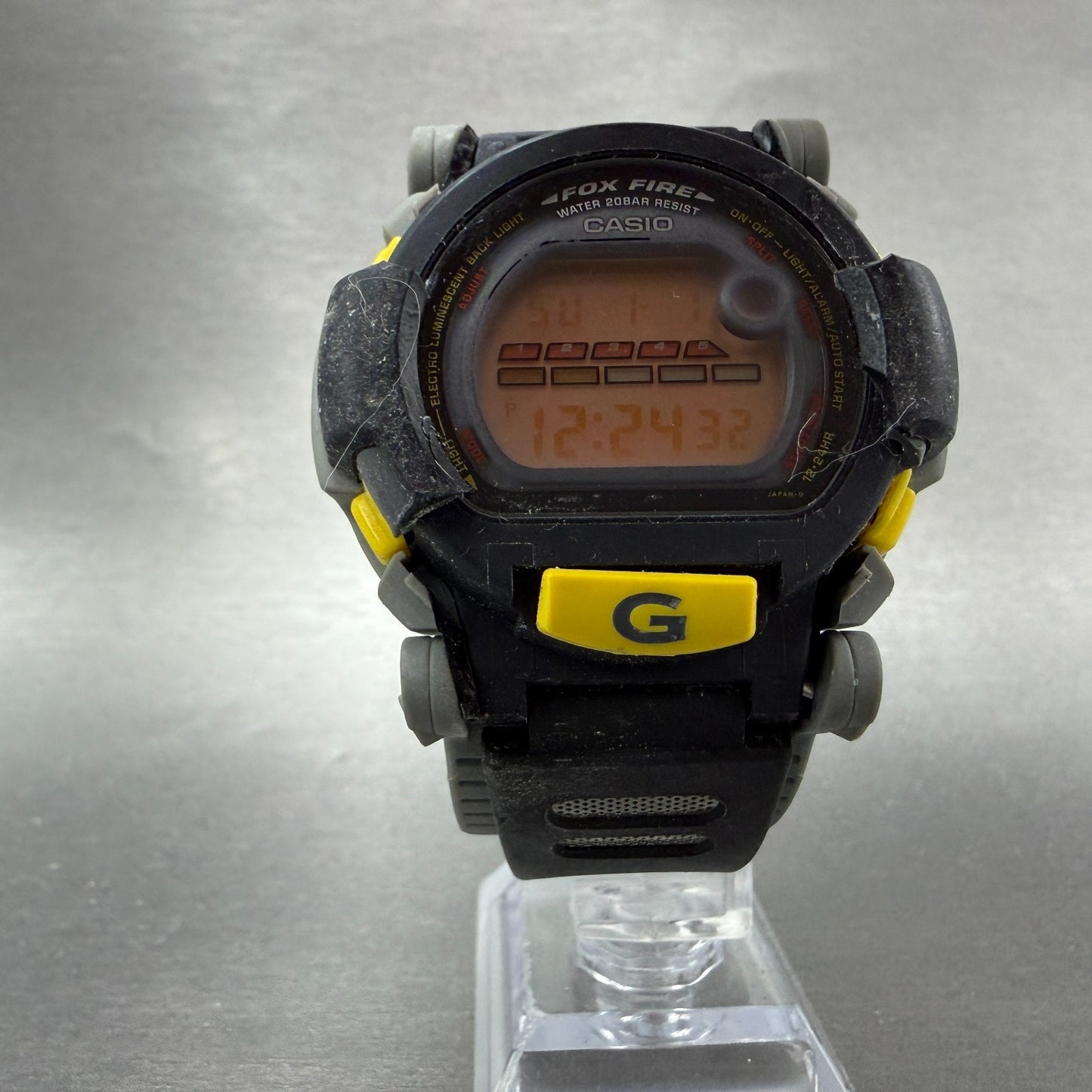 Casio G-Shock DW-002 Watch Men 48mm Digital Black Yellow Round Fox Fire New Batt5