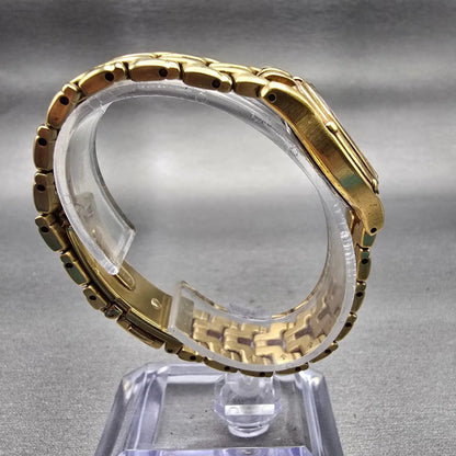 Seiko Watch Women 26mm Champagne Dial Gold Tone Date Round 7N82-0599 New Battery8