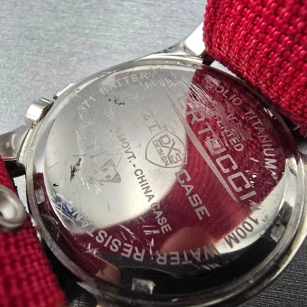 Bertucci A-2T Rosso Corsa Watch Men 40mm Red Dial Titanium Round New battery10
