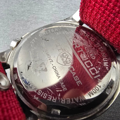 Bertucci A-2T Rosso Corsa Watch Men 40mm Red Dial Titanium Round New battery10