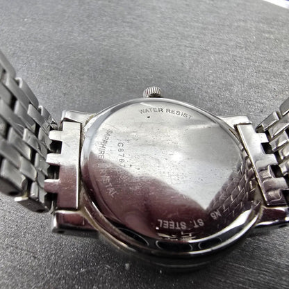 Wittnauer Watch Women 27mm Black Dial Steel Diamond Accents Round New Battery10