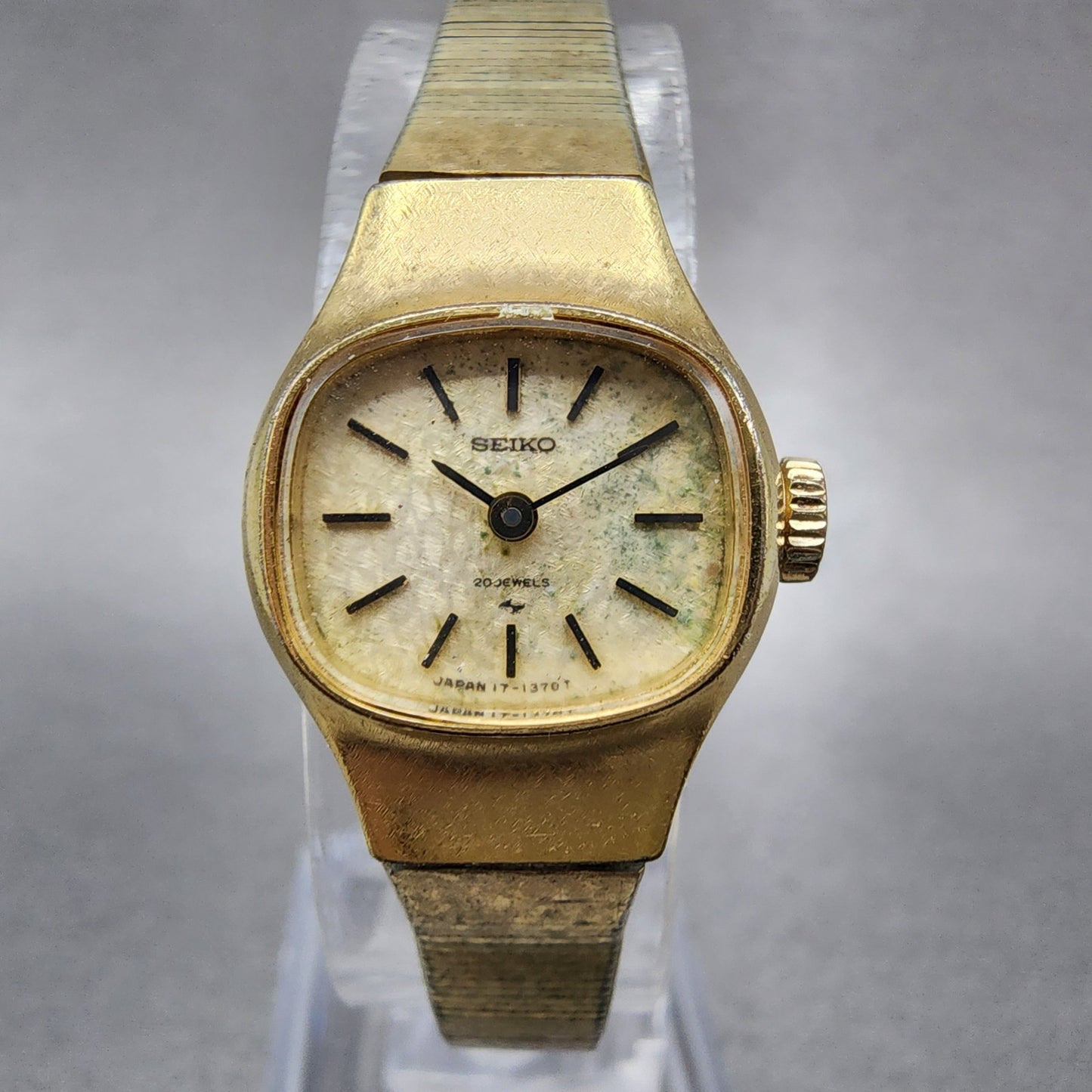 Seiko Watch Women 17mm Champagne Dial Gold Tone Manual 173440 Runs0