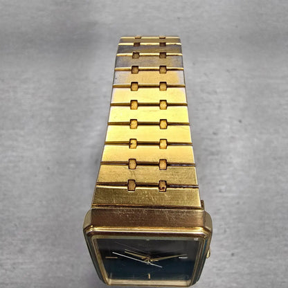 Seiko Pulsar Watch Men 27mm Black Dial Gold Tone Rectangle Date V322-5070 NewBat4