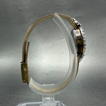 Lucien Piccard Dufonte Watch Women 17mm Champagne Dial Gold Diamond Bezel NewBat8