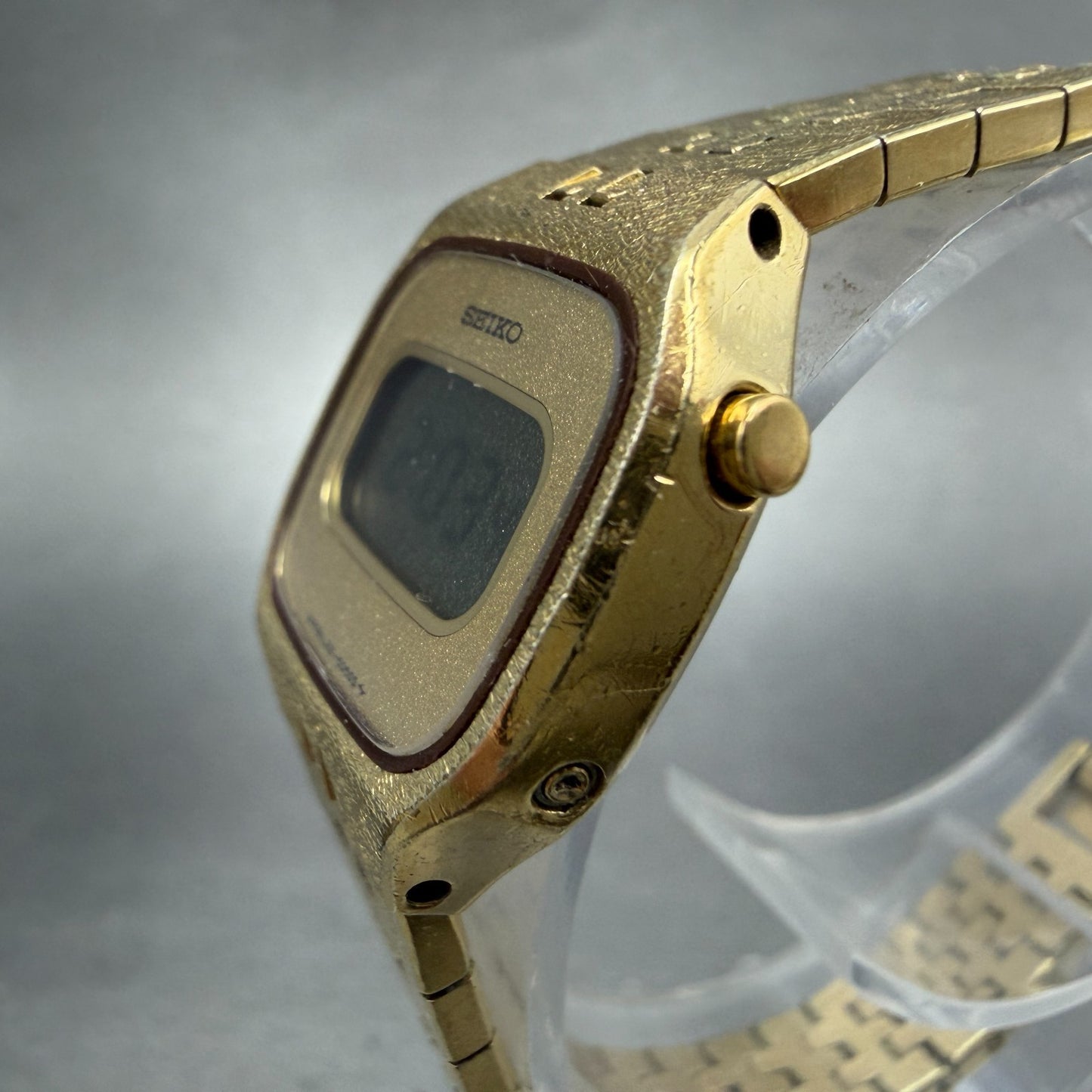 Seiko Digital Watch Women 23mm Champagne Dial Gold Tone L221-5059 New Battery2