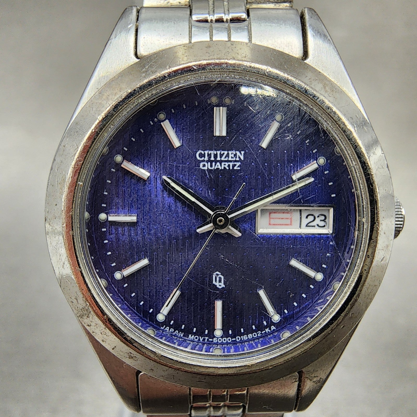 Citizen CQ Watch Women 26mm Blue Dial Silver Tone Daydate Round New Battery1