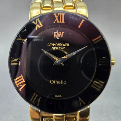 Raymond Weil Othello Watch Women 24mm Black Dial Gold Plated 157 New Battery1