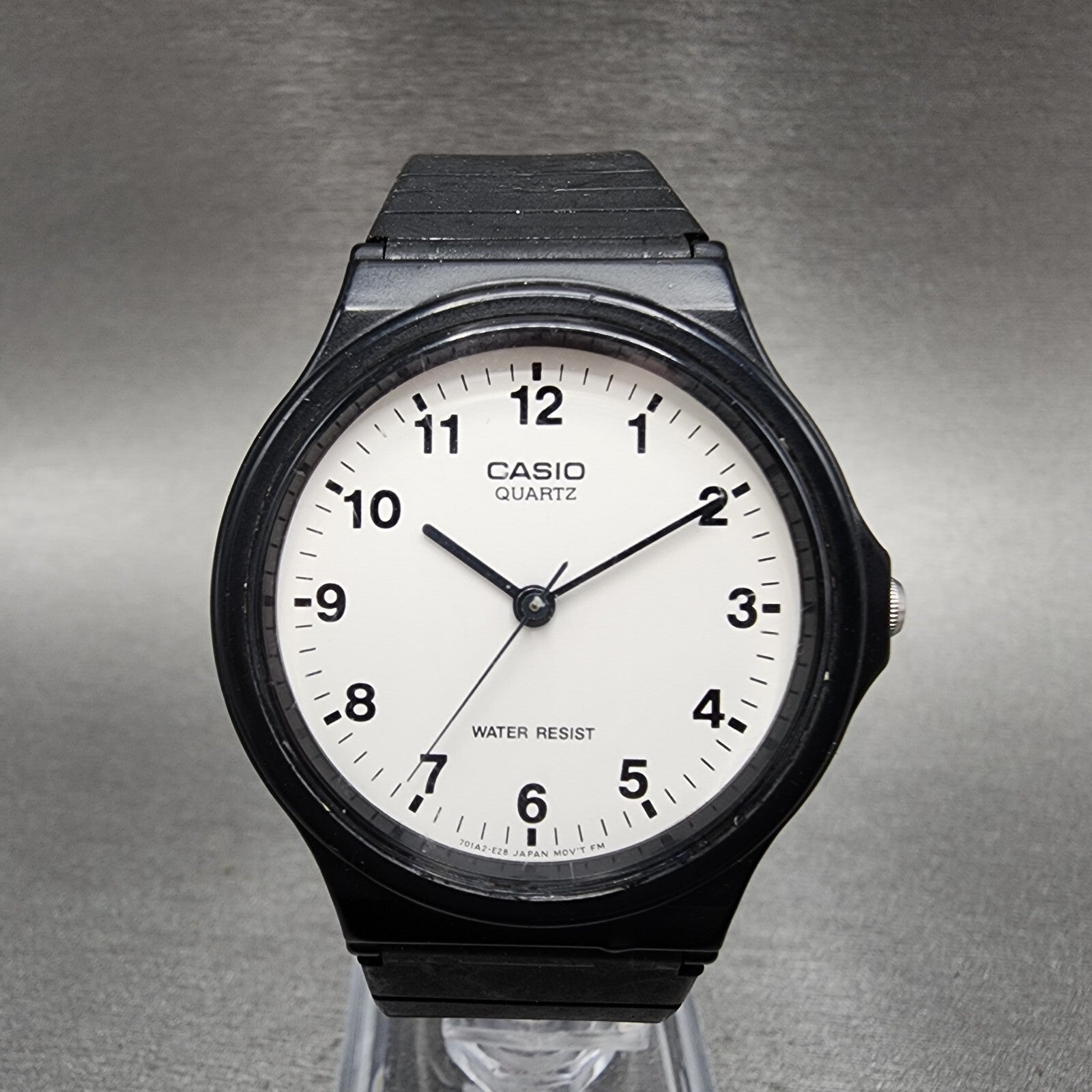 Casio MQ24 Watch Men 34mm White Dial Black Tone Round Resin Band New Battery0