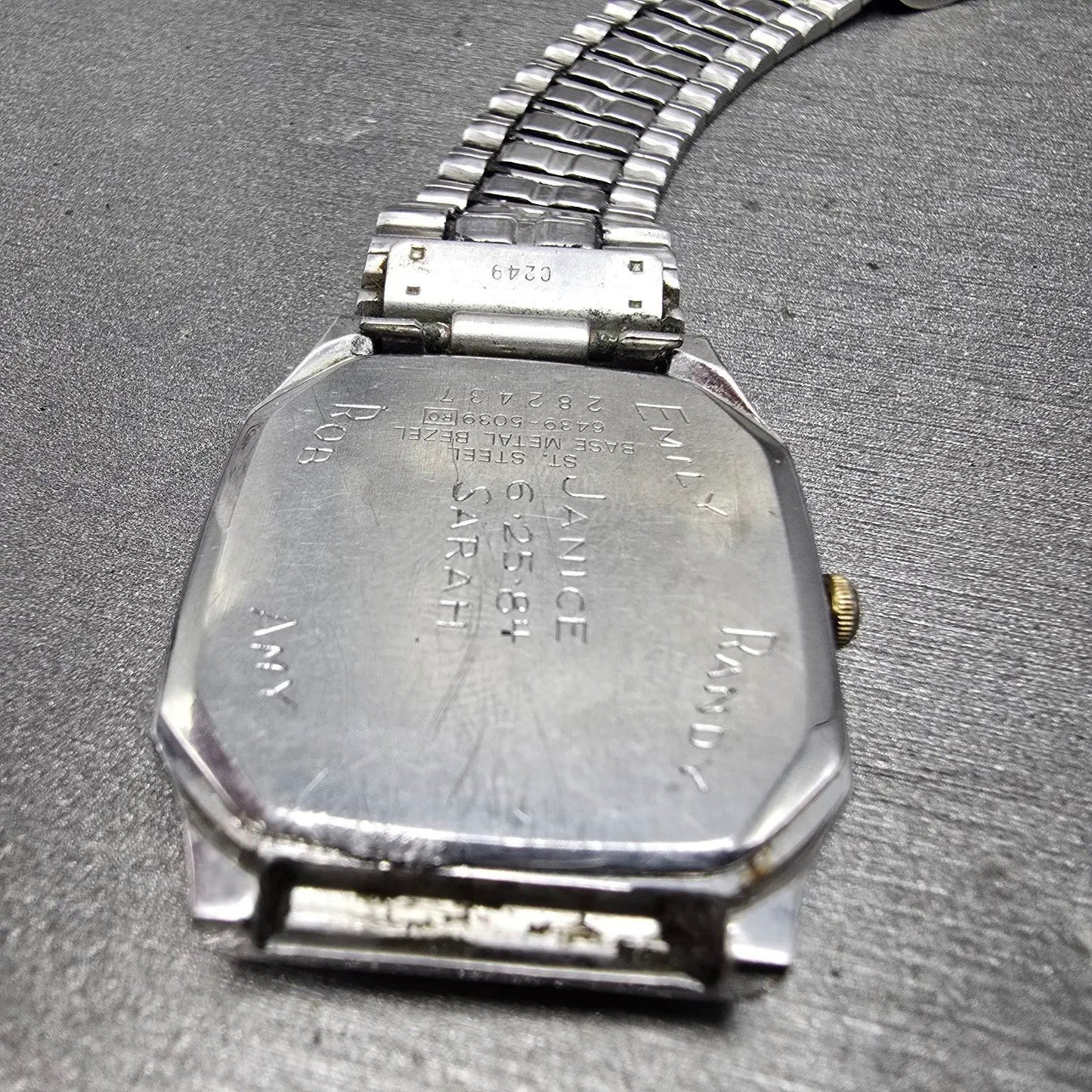 Seiko Watch Men 29mm Silver Dial Two Tone Date Octagon 6439-5039 PARTS Vintage13