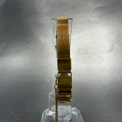 Seiko Pulsar Tank Watch Women 12mm Champagne Dial Gold Tone V220-5080 New Batt7