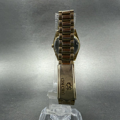 Seiko SQ Watch Women 24mm Gold Dial Gold Tone Daydate Round 3E23-0A60 NewBatt 5V7