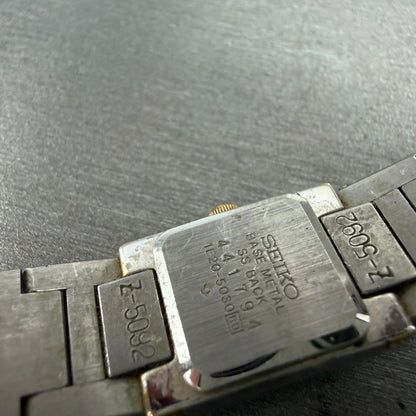 Seiko Tank Watch Women 14mm Silver Dial Two Tone Square 1E20-5030 New Battery9