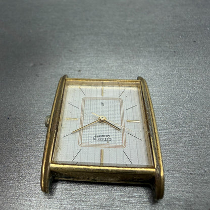 Citizen CQ Tank Watch Men 25mm Silver Dial Gold Tone 1230-215133 New Battery4
