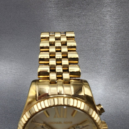 Michael Kors Lexington Chronograph Watch Women 38mm Gold Dial Gold Tone Date4