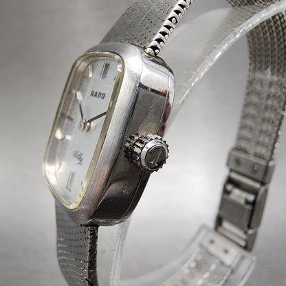 Rado Silky Watch 19mm Women Silver Dial Silver Tone Manual Rectangle Runs3