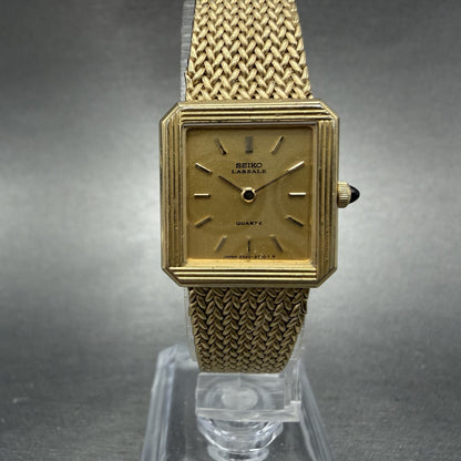 Seiko Lassale Tank Watch Women 20mm Champagne Dial Gold Tone VTG 2320-6039 PARTS0